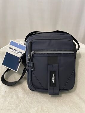 Duchamp Navy Compact Messenger Crossbody Bag for Men